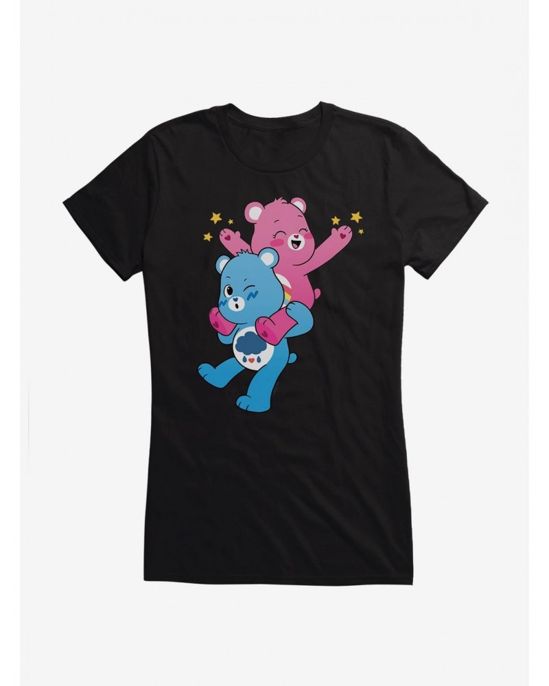 Care Bears Grumpy And Cheer Piggy Back Ride Girls T-Shirt $10.46 T-Shirts