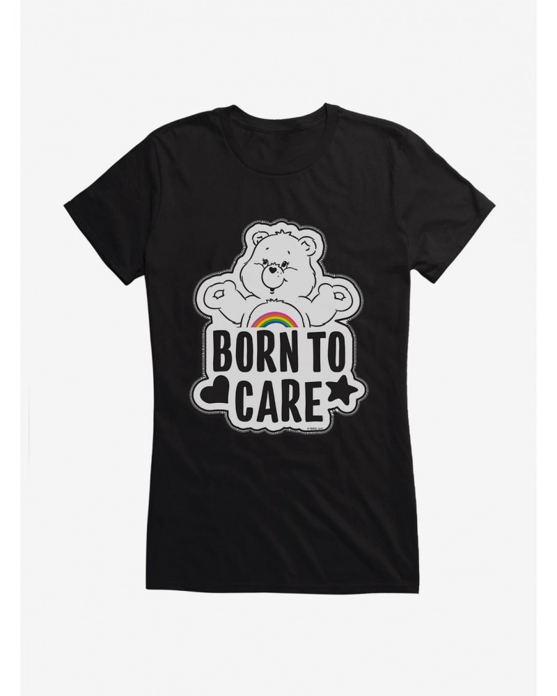 Care Bears Grayscale Cheer Born To Care Girls T-Shirt $8.72 T-Shirts