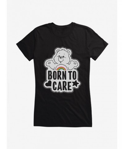 Care Bears Grayscale Cheer Born To Care Girls T-Shirt $8.72 T-Shirts